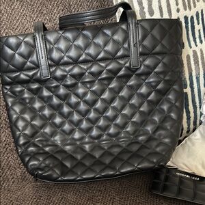 Steve Madden Black Quilted Tote Bag